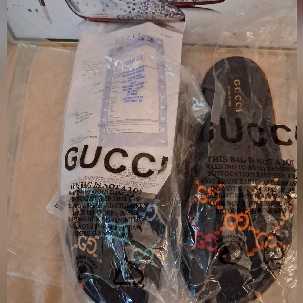 Gucci Angelina Multicolor Embroidered Platform Sandals Size EU44/11 - Picture 5 of 12